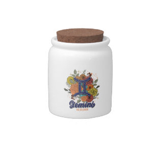 Create Your Own Starry Floral Gemini Zodiac Candy Jar