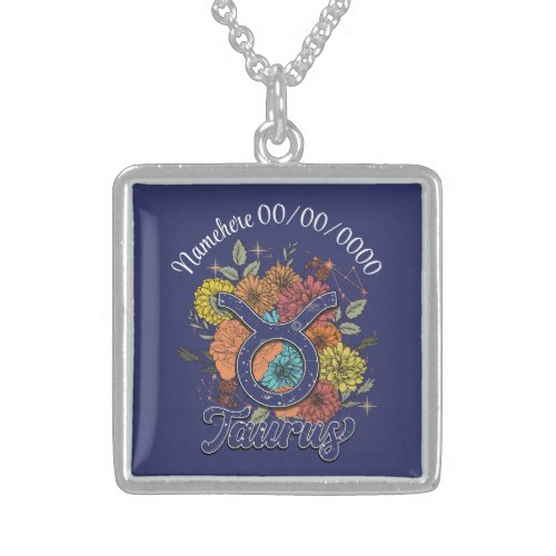 Create Your Own Starry Floral Taurus Amulet Sterling Silver Necklace