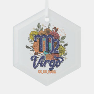 Create Your Own Starry Floral Virgo Zodiac Glass Ornament