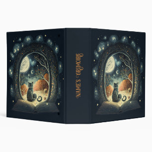 Create Your Own Starry Mystical Black Cat 3 Ring Binder