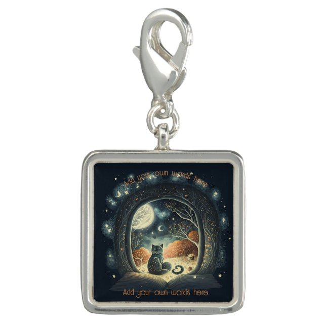 Create Your Own Starry Mystical Black Cat Charm (Front)