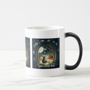 Create Your Own Starry Mystical Black Cat Color Morph Mug