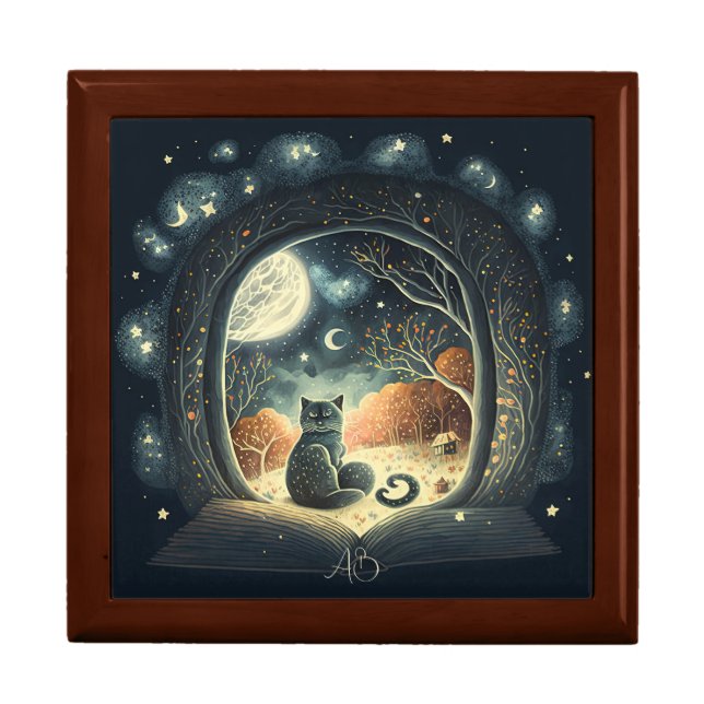 Create Your Own Starry Mystical Black Cat Gift Box (Front)