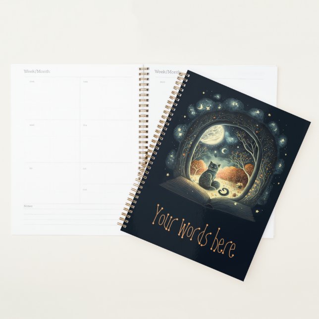 Create Your Own Starry Mystical Black Cat Planner (Display)