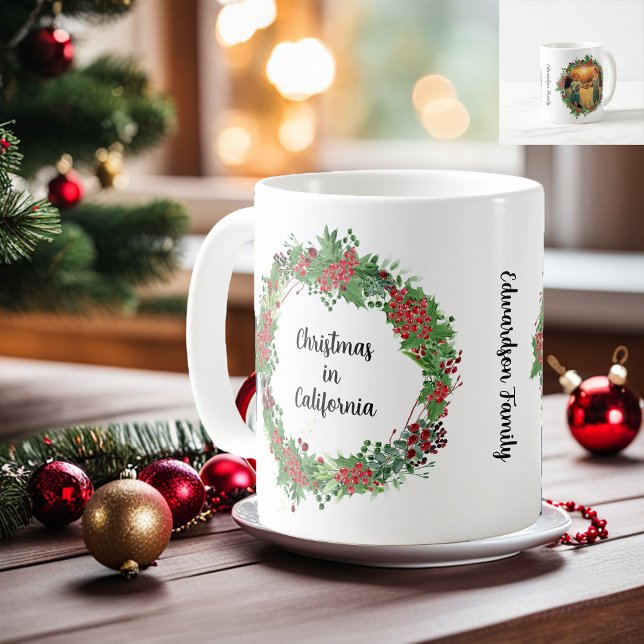 Create your own state country photo Christmas Coffee Mug (Beautiful Christmas in your own state, country, town mug. You can also add your own photo and name.)