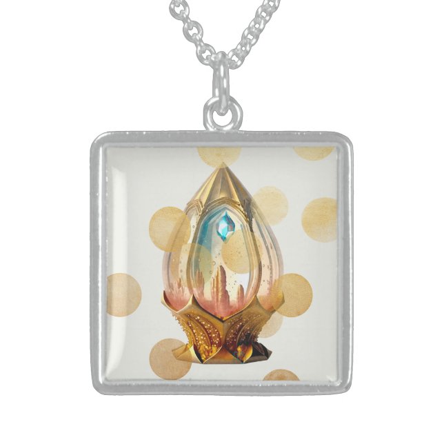 Create Your Own Steampunk Crystal Ball Lantern Sterling Silver Necklace (Front)