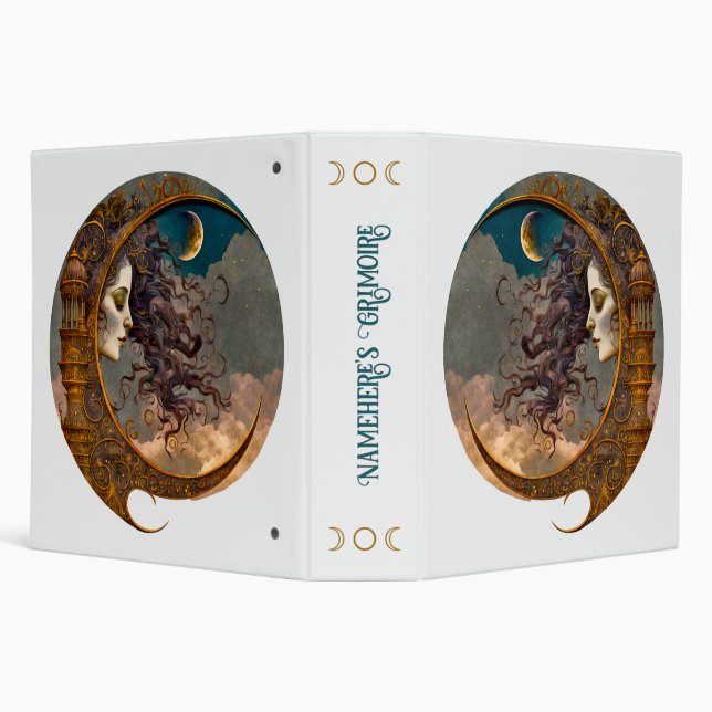 Create Your Own Steampunk Lady of the Moon 3 Ring Binder (Background)