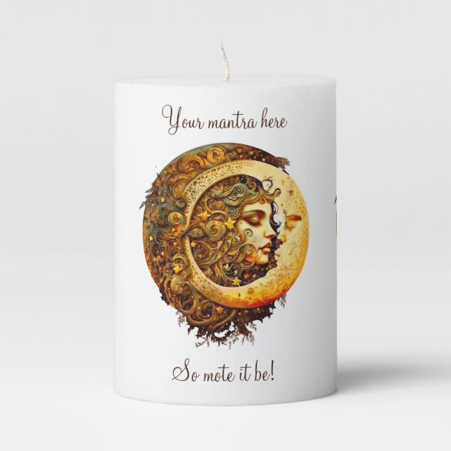 Create Your Own Steampunk Moon Goddess Pillar Candle (Front)