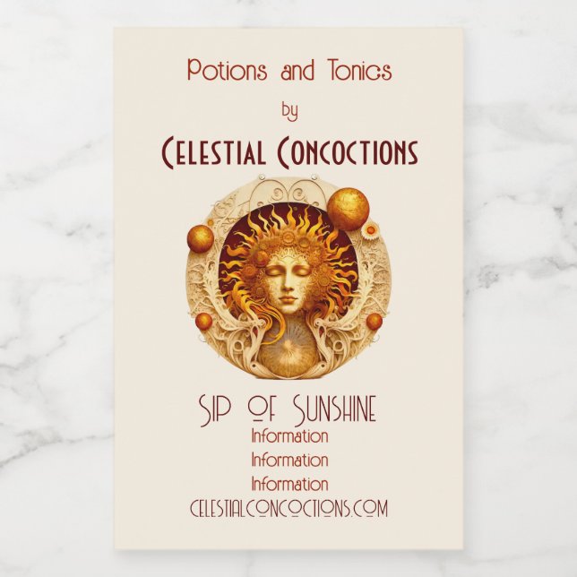 Create Your Own Steampunk Sun Goddess Wine Label (Single Label)