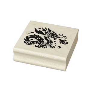 Create Your Own Stenciled Fire Dragon Emblem Rubber Stamp