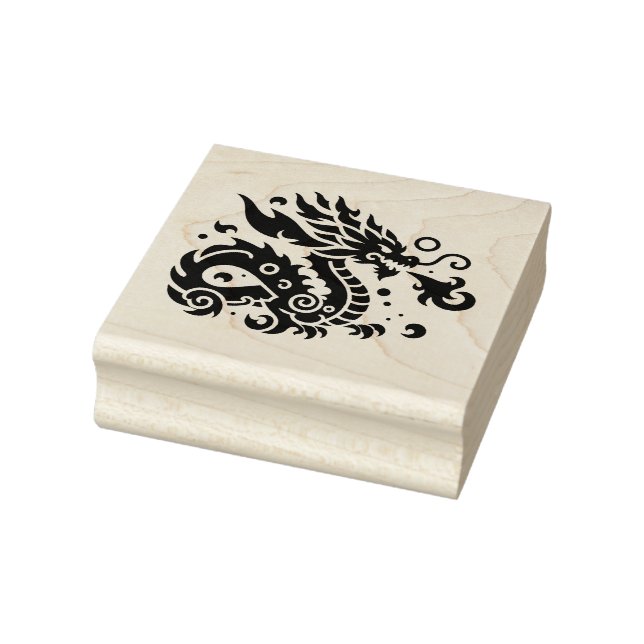 Create Your Own Stenciled Fire Dragon Emblem Rubber Stamp (Stamp)