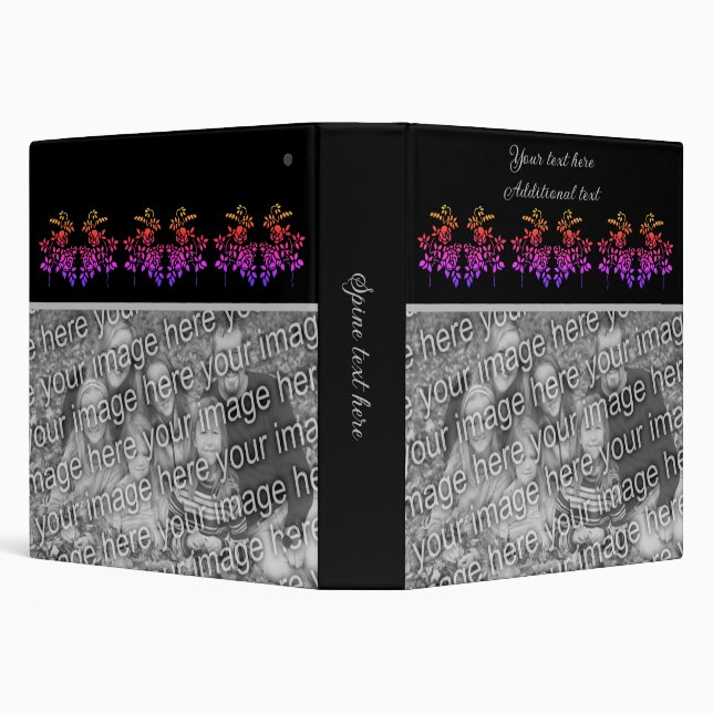 Create Your Own Stenciled Roses Personalized Photo 3 Ring Binder (Background)