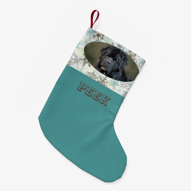 Create Your Own Stocking - Teal Snowflakes (Front (Hanging))