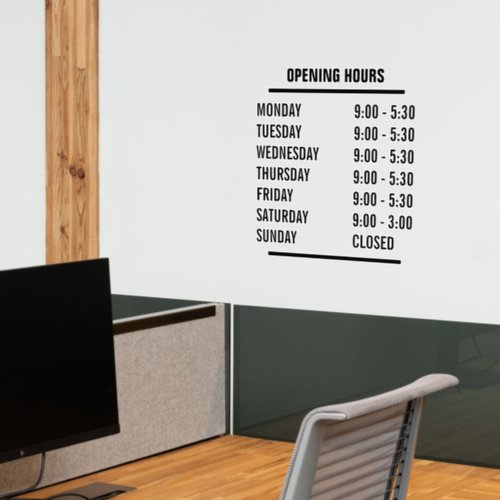 Create Your Own Store Opening Hours Wall Decal