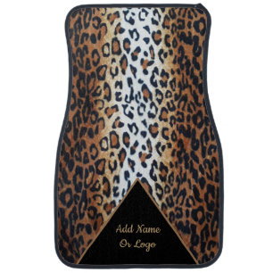 Create Your Own Stylish Brown Black White Leopard Car Floor Mat
