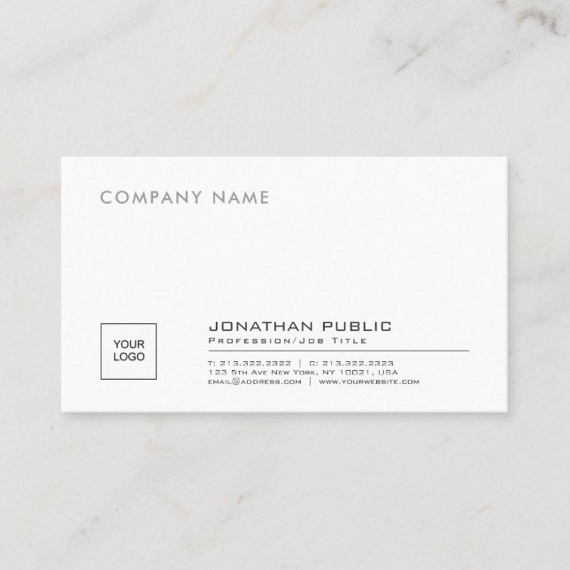 Create Your Own Stylish Company Plain With Logo Business Card (Front)