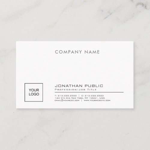Create Your Own Stylish Company Plain With Logo Business Card