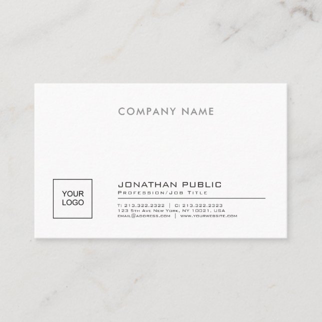 Create Your Own Stylish Company Plain With Logo Business Card (Front)