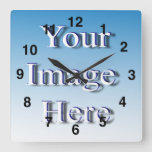 Create Your Own Stylish Image Template Square Wall Clock at Zazzle