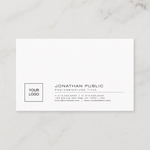 Create Your Own Stylish Simple Plain With Logo Business Card