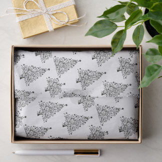 Create Your Own Stylized Black Xmas Trees Tissue Paper