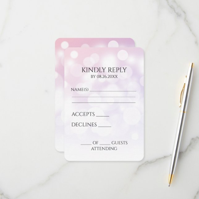 Create Your Own Subtle Bokeh Background RSVP Card (Front/Back In Situ)