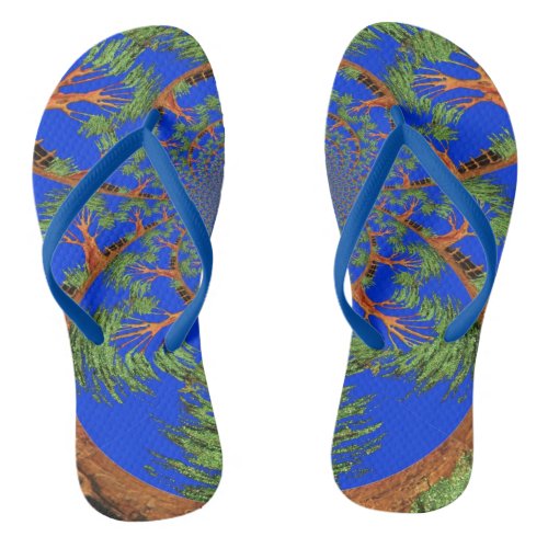 Create Your Own Summer Blue Sky Wave Pattern Flip Flops