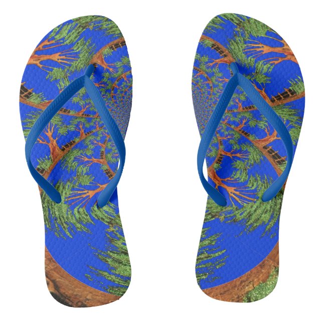 Create Your Own Summer Blue Sky Wave Pattern Flip Flops (Footbed)