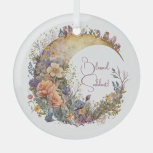 Create Your Own Summer Garden Floral Crescent Moon Glass Ornament