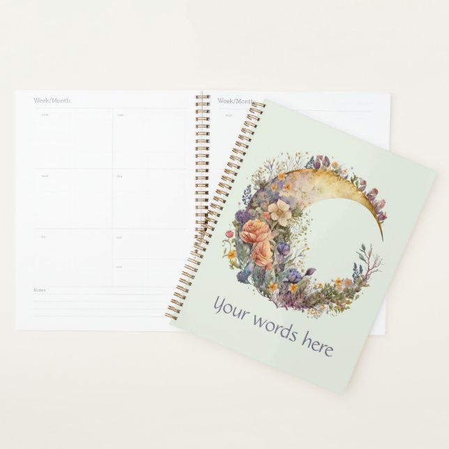 Create Your Own Summer Garden Floral Crescent Moon Planner (Display)