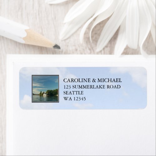 Create your own summer lake house return address label