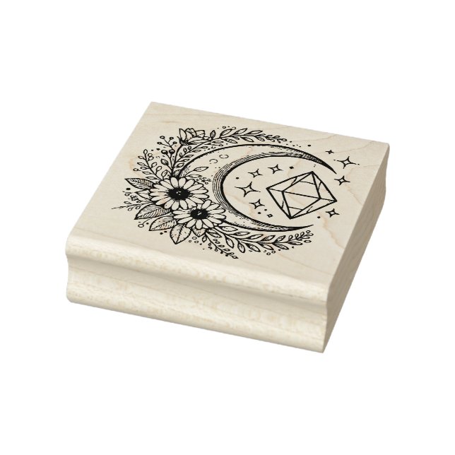 Create Your Own Sunflower Crescent Moon Crystal Rubber Stamp (Stamp)
