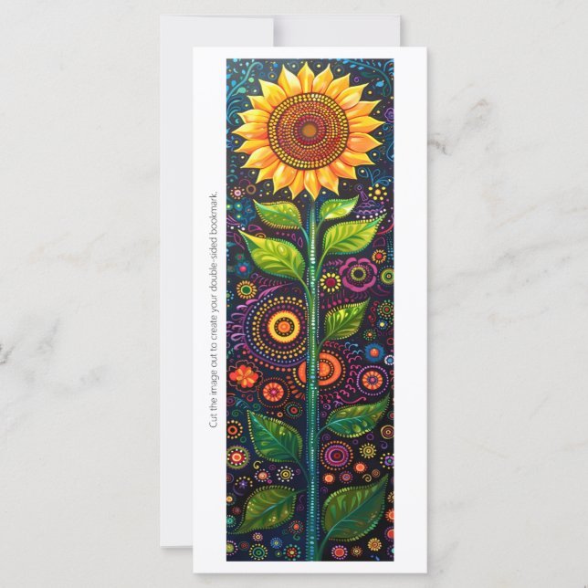 Create Your Own Sunflower Dot Art Bookmark Card (Front)
