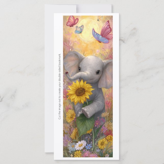 Create Your Own Sunlowers & Elephant Bookmark Card (Front)
