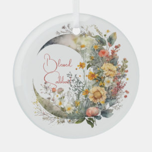 Create Your Own Sunny Floral Crescent Moon Glass Ornament