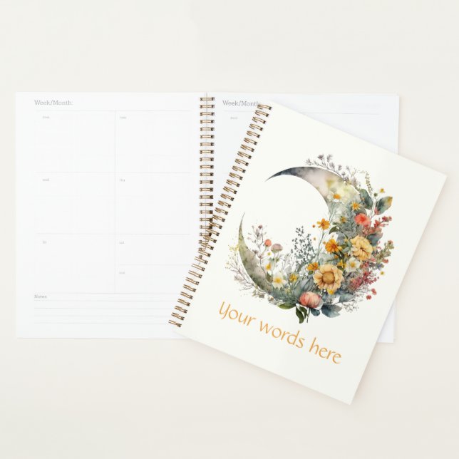 Create Your Own Sunny Floral Crescent Moon Planner (Display)