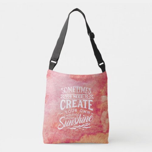 Create Your Own Sunshine Hand Lettered Pink Paint Crossbody Bag