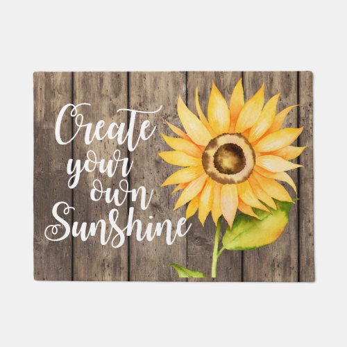 Create Your Own Sunshine Rustic Floral Quote Doormat