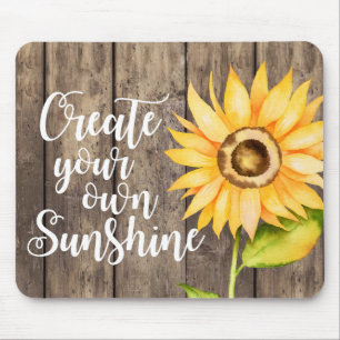Create Your Own Sunshine   Watercolor Sunflower Mouse Pad