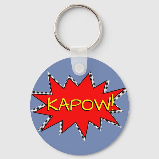 Create Your Own Superhero Onomatopoeias! KAPOW! Keychain (Front)