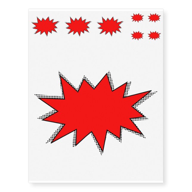 Create Your Own Superhero Onomatopoeias! POW! Temporary Tattoos (Front)