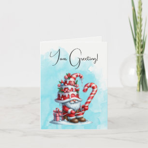 Create Your Own Sweet Candy Cane Christmas Gnome Holiday Card