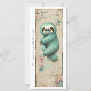 Create Your Own Sweet Teal Sloth Bookmark Card