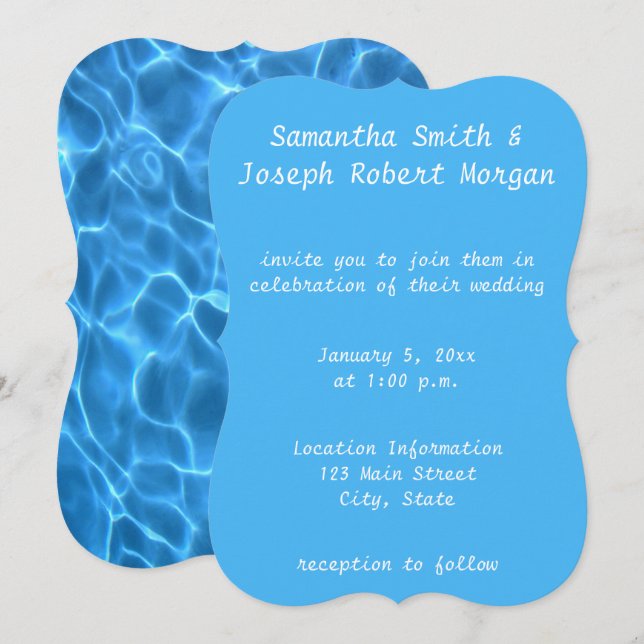 Create Your Own Swimming Pool Photo Wedding Invitation (Front/Back)