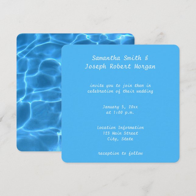 Create Your Own Swimming Pool Photo Wedding Invitation (Front/Back)
