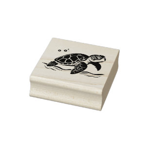 Create Your Own Swimming Sea Turtle Ocean Rubber Stamp