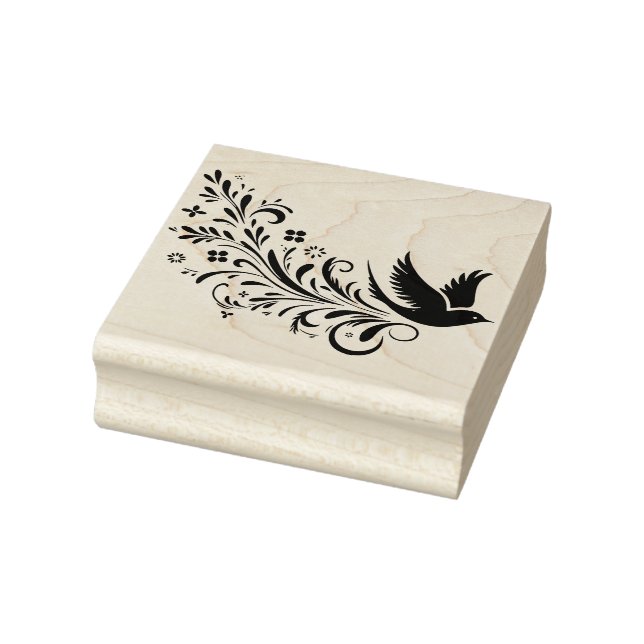 Create Your Own Swooping Leafy Vine Songbird Rubber Stamp (Stamp)