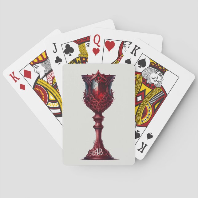 Create Your Own Tall Red Gothic Chalice Poker Cards (Back)
