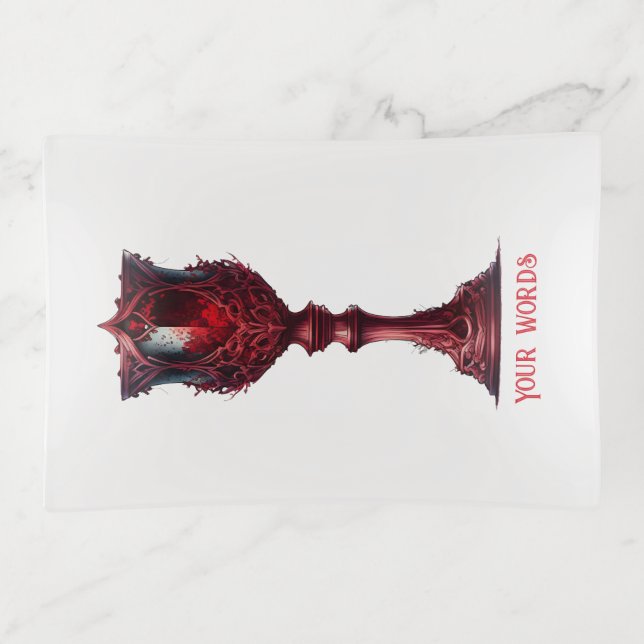 Create Your Own Tall Red Gothic Chalice Trinket Tray (Front)