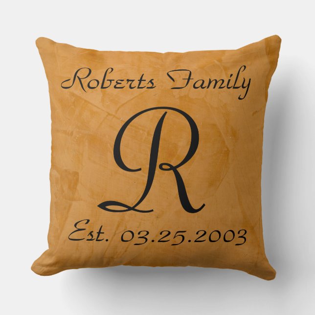 Create Your Own Tanned Faux Leather Anniversary Throw Pillow (Front)